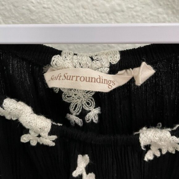 Soft Surroundings Embroidered Textured Midi Dress Boho Feminine Stretch Neutral - Picture 5 of 10